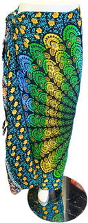 Om Namaste Sarong - 652 - Mandala - groen & geel op zwart