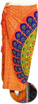 Om Namaste Sarong - 655 - Mandala - groen & blauw op oranje