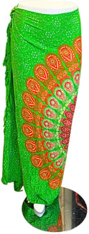 Om Namaste Sarong - 656 - Mandala - oranje op groen