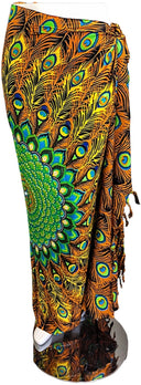 Om Namaste Sarong - 661 - Pauw Mandala - oranje & groen