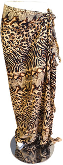 Om Namaste Sarong - 670 - dierenprint - beige en bruin