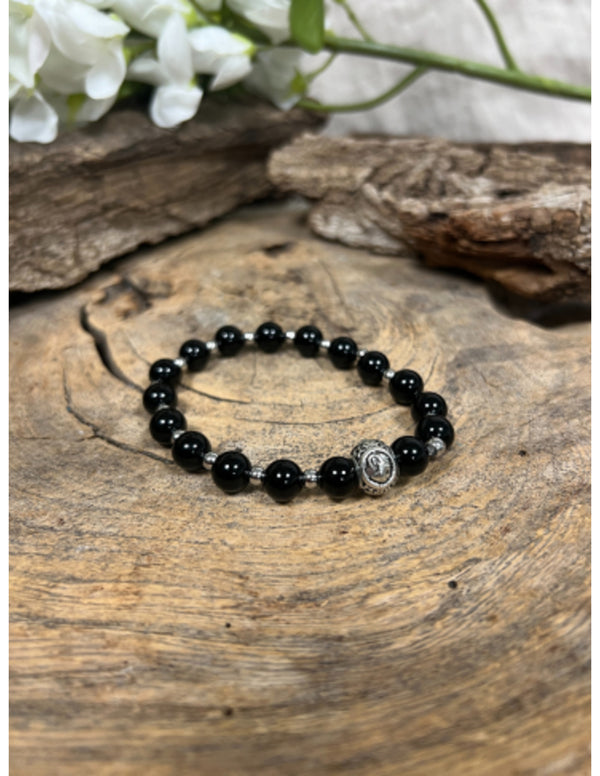 Onyx Kralenarmband Sterrenbeeld Steenbok Elastiek 16 cm 8 mm Kralen