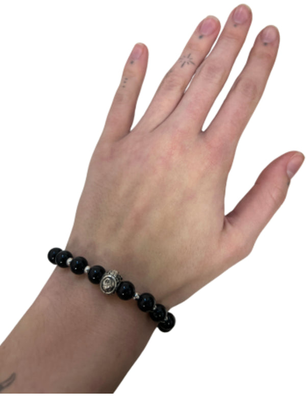Onyx Kralenarmband Sterrenbeeld Steenbok Elastiek 16 cm 8 mm Kralen