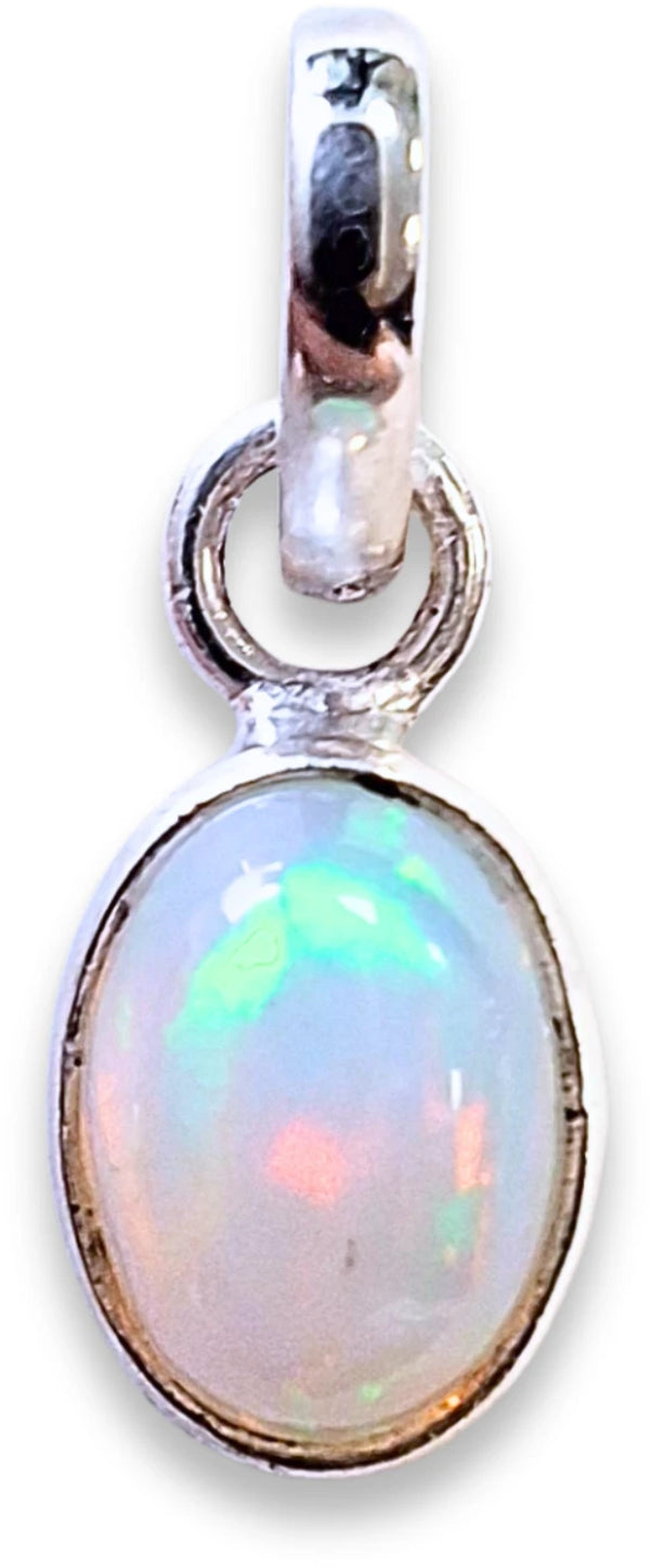 Opaal hanger ovaal zilver klein
