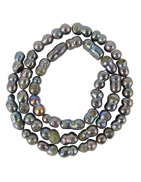 Parel grijs kralen streng dubbel 6 mm (bijgekleurd)