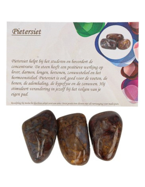 Pietersiet 50 gr. trommelstenen (mt3) met info