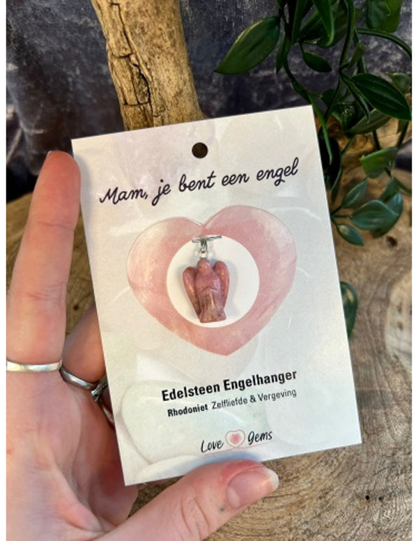 Engelen Hanger Rhodoniet - Love Gems