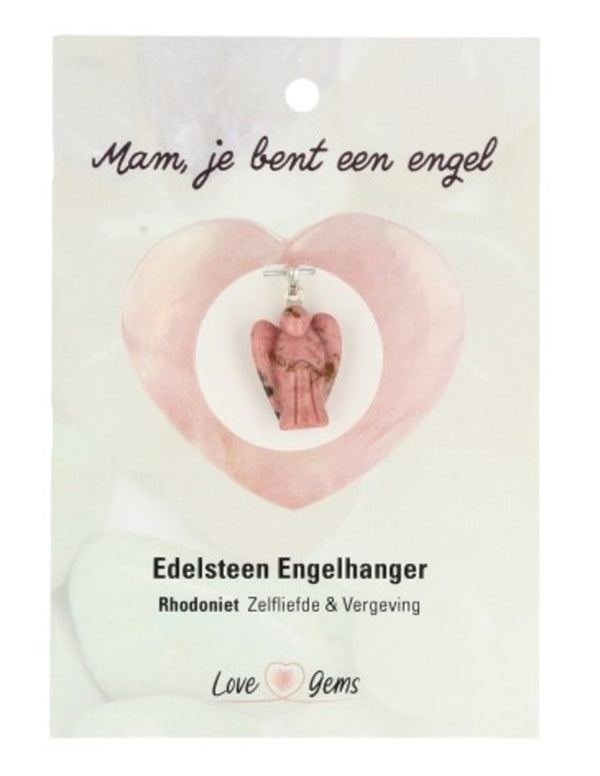 Engelen Hanger Rhodoniet - Love Gems