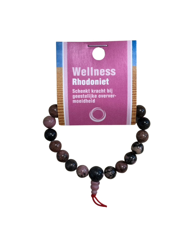 Rhodoniet powerbead armband + kaart
