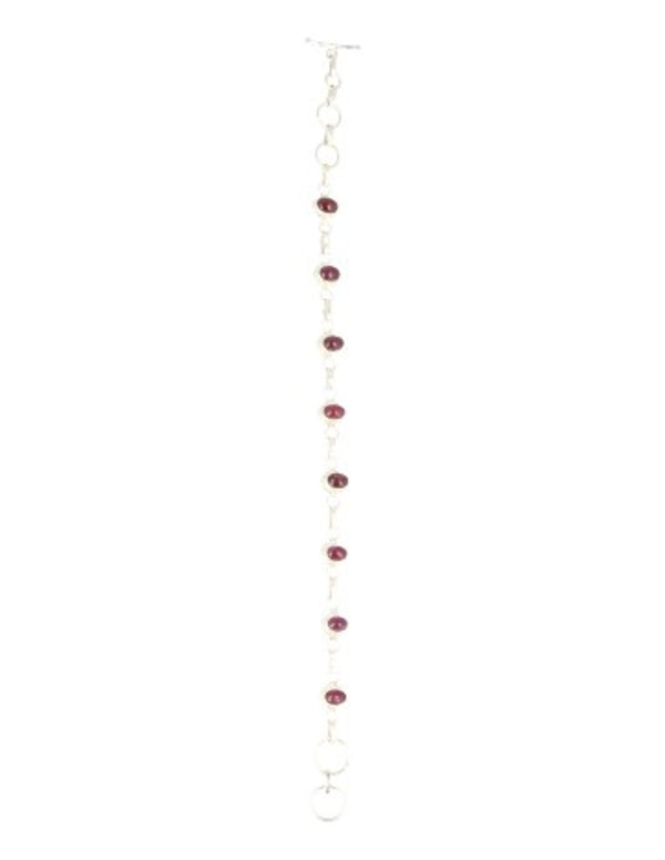 Handgemaakte Indiase 925 Sterling Zilveren Armband met Ovale Robijn Stenen