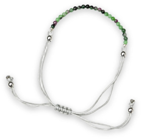 Robijn in Zoisiet sparkle armband met schuifknoop