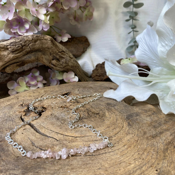 Edelstenen Bar Ketting Roze Kwarts