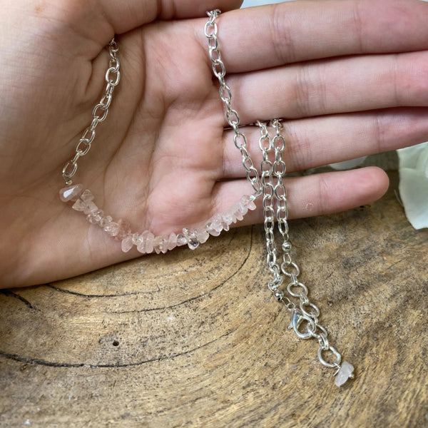 Edelstenen Bar Ketting Roze Kwarts