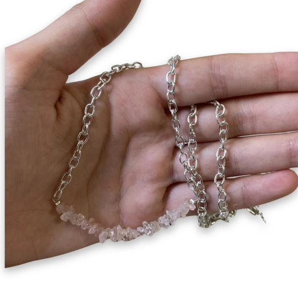 Edelstenen Bar Ketting Roze Kwarts