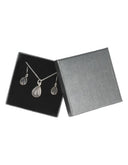 Roze kwarts druppel sieraden set zilver
