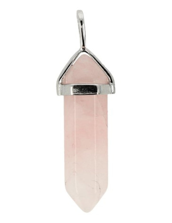 Roze kwarts dubbeleinder hanger