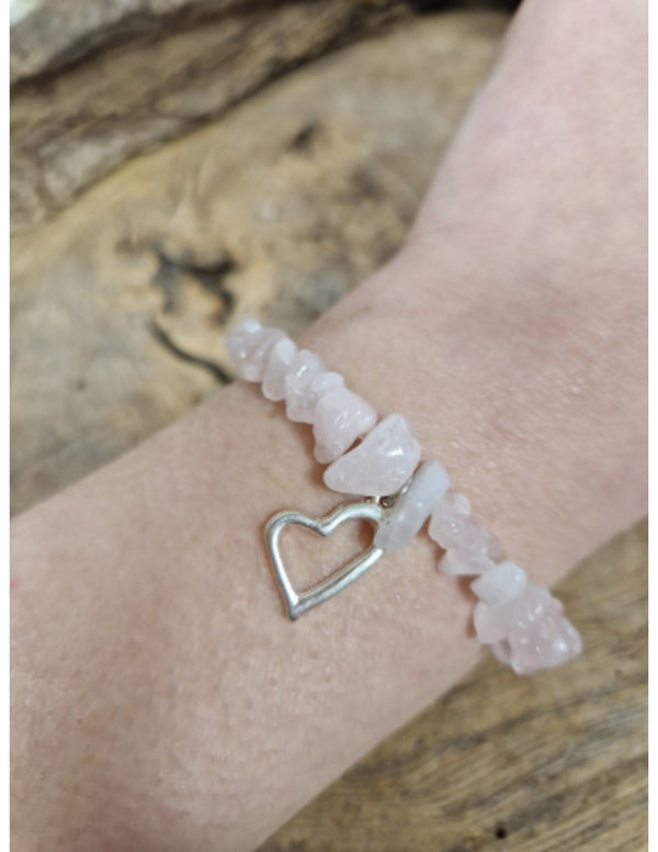Edelsteen Splitarmband Rozenkwarts met Hart