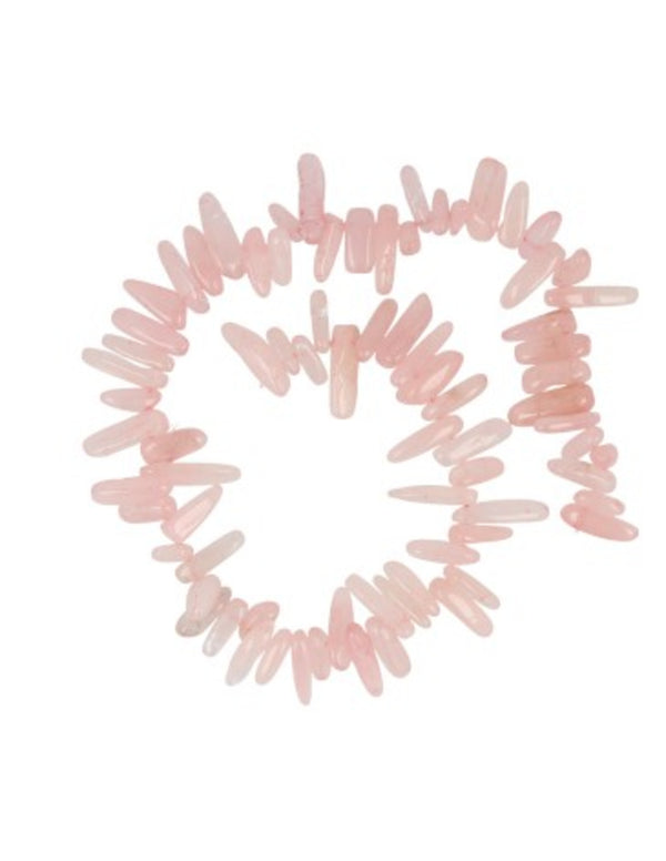 Roze kwarts longdrop kralen streng