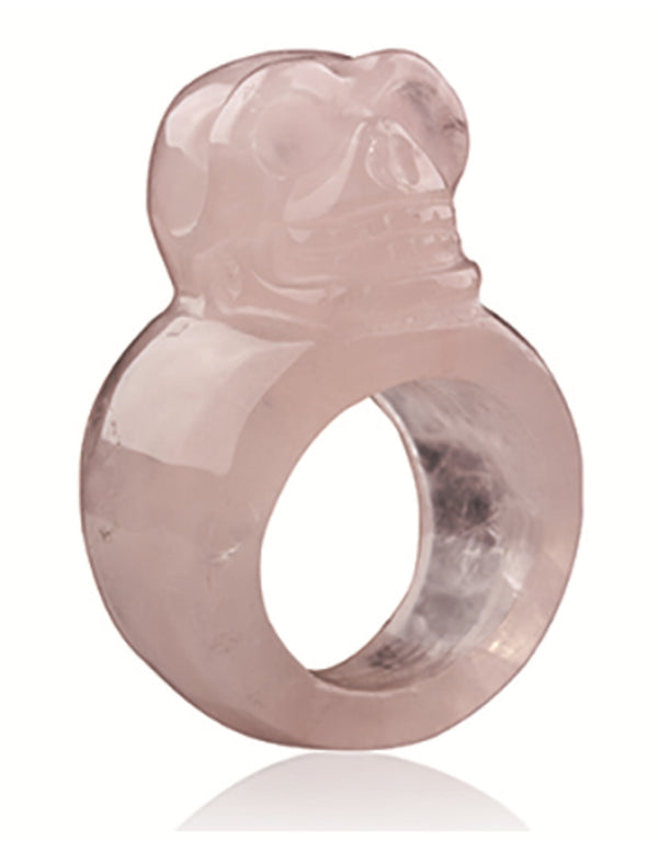 Roze kwarts schedel ring