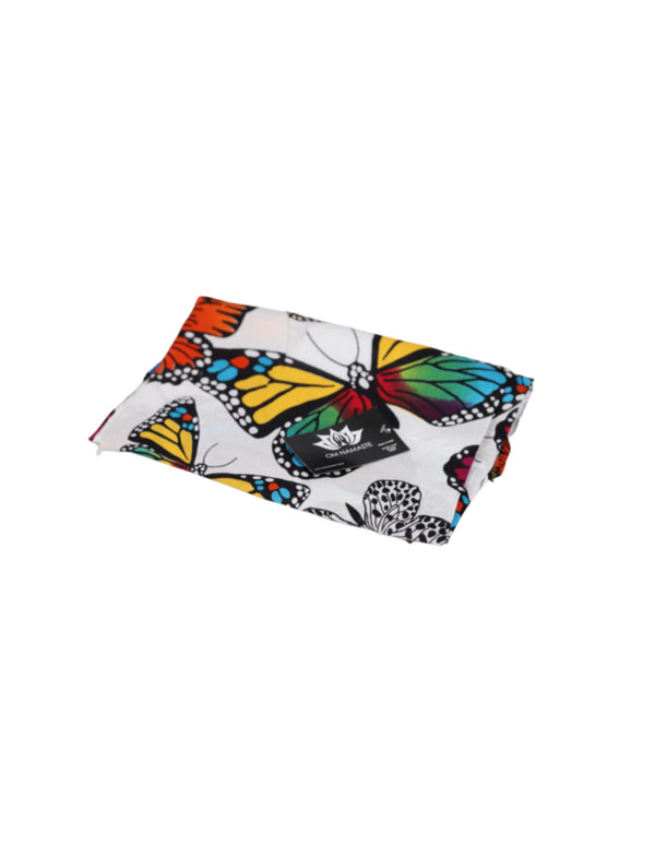 Sarong - 404 - vlinders - wit van Om Namaste - Pareo Saunadoek Wikkeljurk