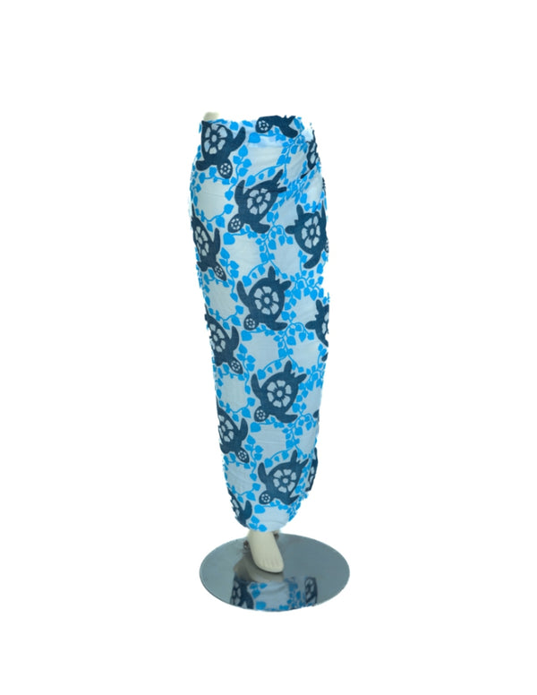 Sarong - 617 - schildpadden - blauw van Om Namaste - Pareo Saunadoek Wikkeljurk