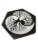 Seleniet oplaadsteen zeskant levensboom 9 cm zwart