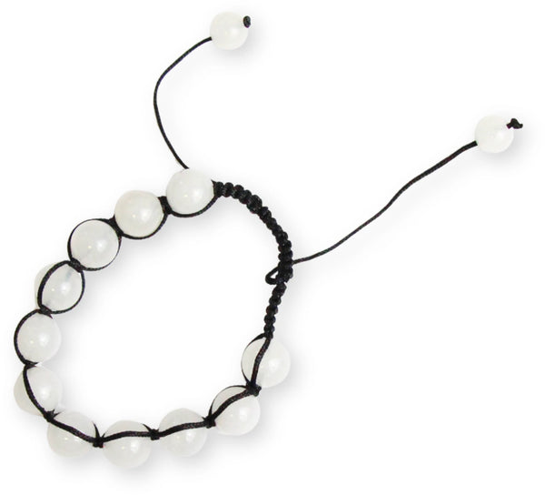 Shamballa armband 10 mm Jade wit