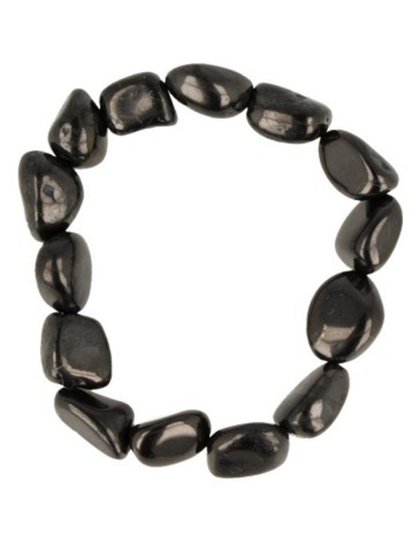 Shungit Nugget Armband Onregelmatige Kralen Elastiek Russische Oorsprong