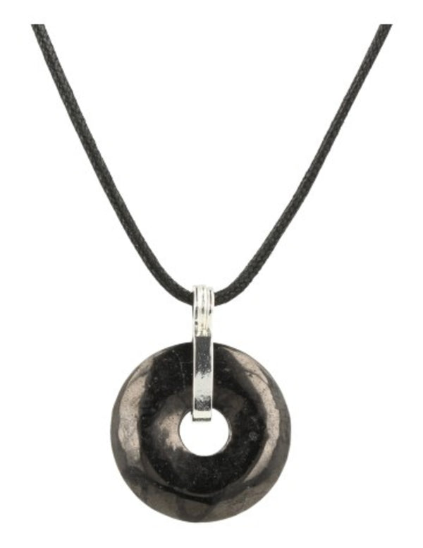 Shungit donuthanger 30 mm aan waskoord