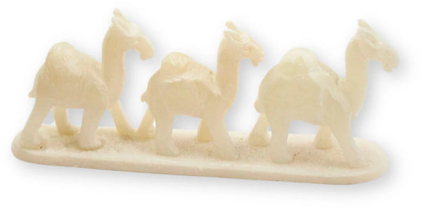 Speksteen Decoratie 3 Kamelen Strip Wit 10 Cm