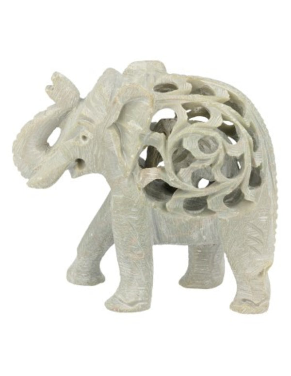 Speksteen olifant in olifant 7 cm