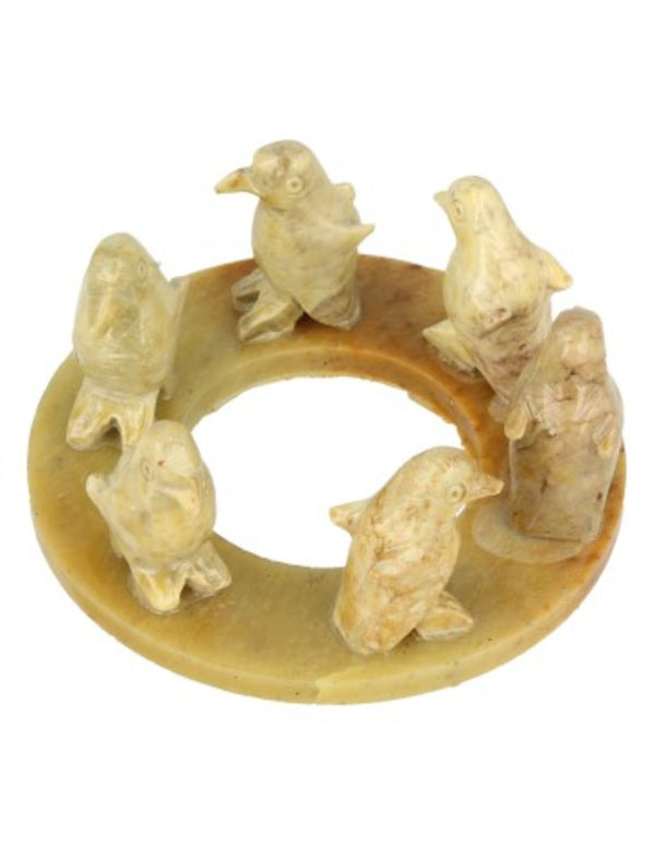 Speksteen Pinguins op ring (8cm)