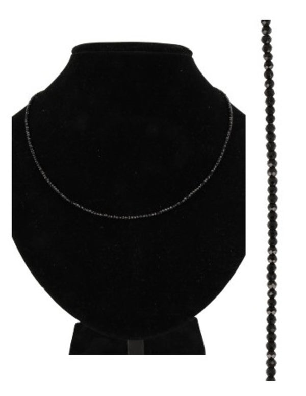 Zwarte Spinel Subtiel Collier Zilveren Slotje 44 cm Lengte