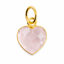 Edelsteen Hanger Rozenkwarts Hartje  - 925 Zilver & Verguld - 10 mm