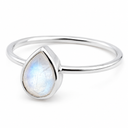 Edelsteen Ring Regenboog Maansteen - 925 Zilver - Peervorm (Maat 17)