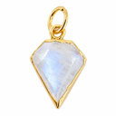 Edelsteen Hanger Regenboog Maansteen Diamantvorm - 925 Zilver & Verguld - 15 x 12 mm