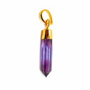 Edelsteen Hanger Amethist Geslepen Punt - 925 Zilver & Verguld