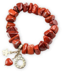 Split armband rode Jaspis met bedels