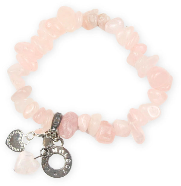 Split armband Rozenkwarts met bedels