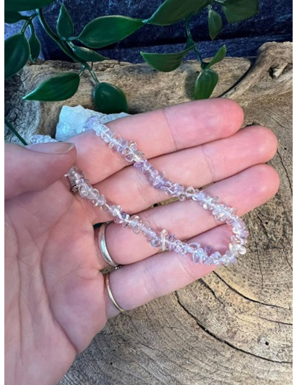 Ametrien splitketting smal met zilverkleurige sluiting