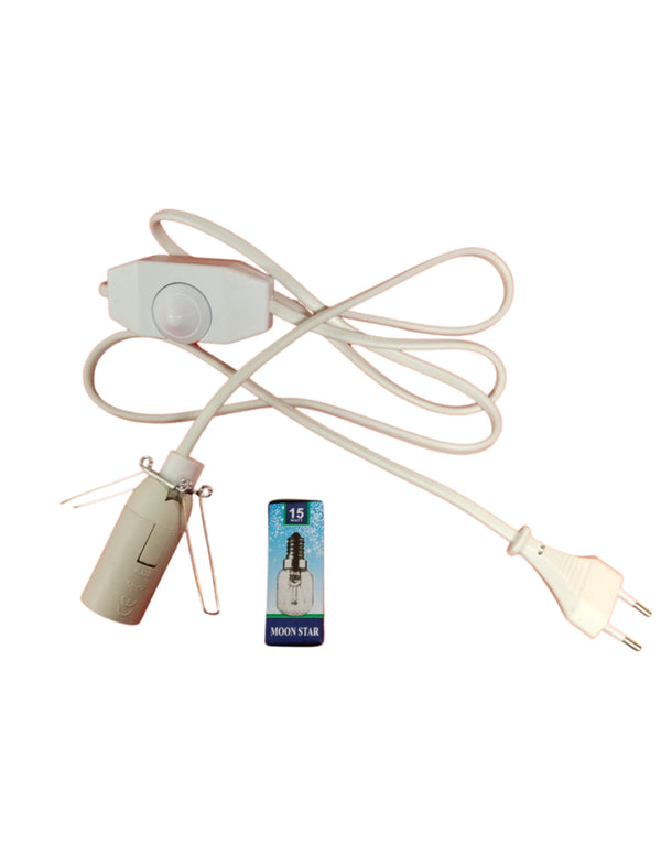 Stekkerlampje en kabel met dimmer voor Zoutlamp - E14 fitting + lampje