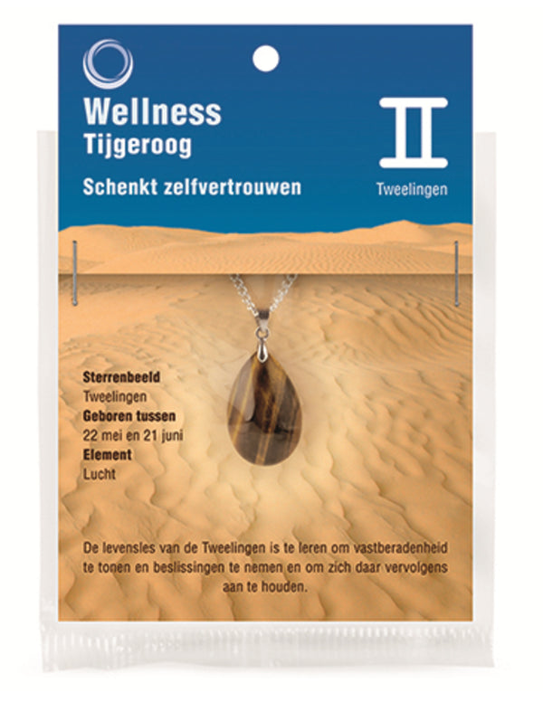 Sterrenbeeldhanger Tweelingen met Tijgeroog
