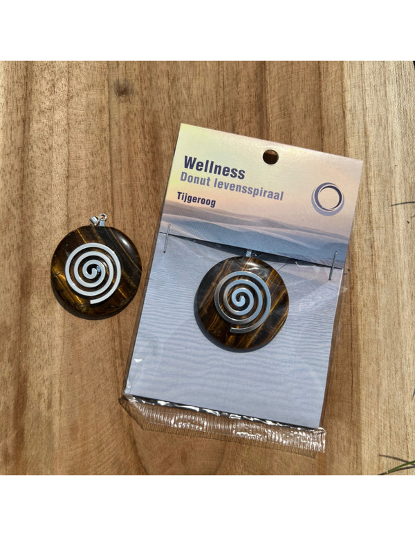 Levensspiraal Tijgeroog Donut Edelsteen Hanger
