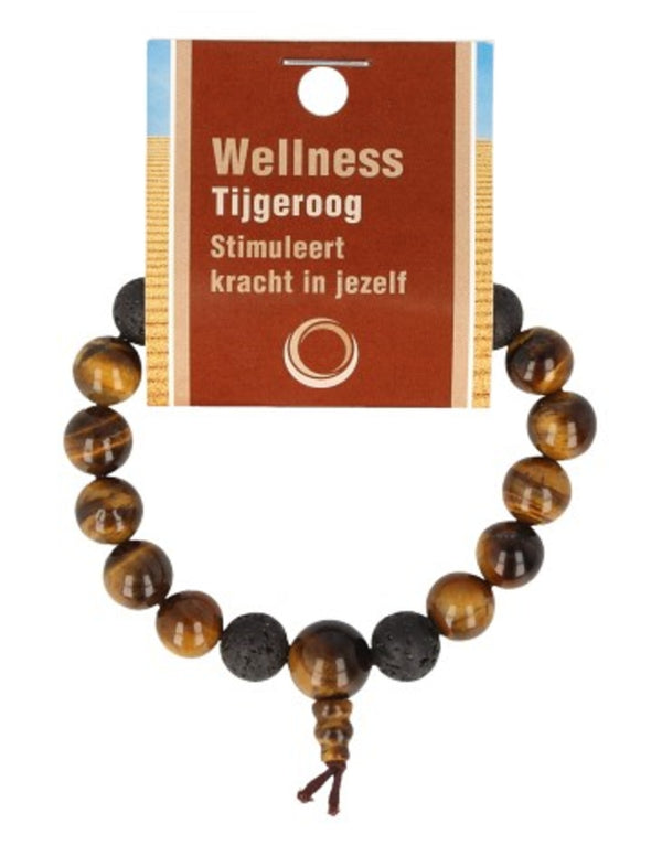 Tijgeroog powerbead mannen armband + kaart 21 cm