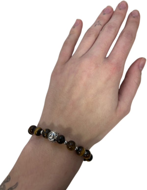 Tijgeroog Sterrenbeeld Tweelingen Armband 16 cm 8 mm Kralen Elastiek