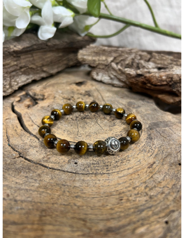 Tijgeroog Sterrenbeeld Tweelingen Armband 16 cm 8 mm Kralen Elastiek