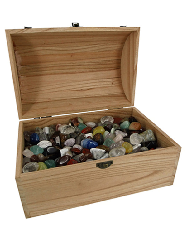 Trommelstenenmix in schatkist 5 kg.