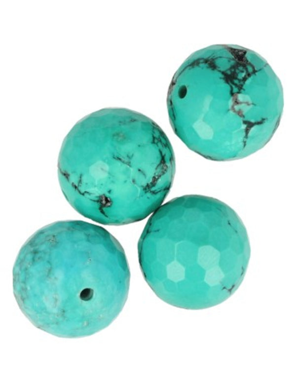 Turkoois kralen facet 14 mm - 4 st. (gekleurd)