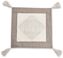 Varada Kussenhoes met kwasten - Ruit Creme - naturel