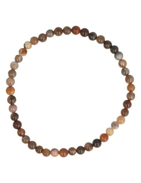 Kralen Armband Versteend Hout - 4 mm
